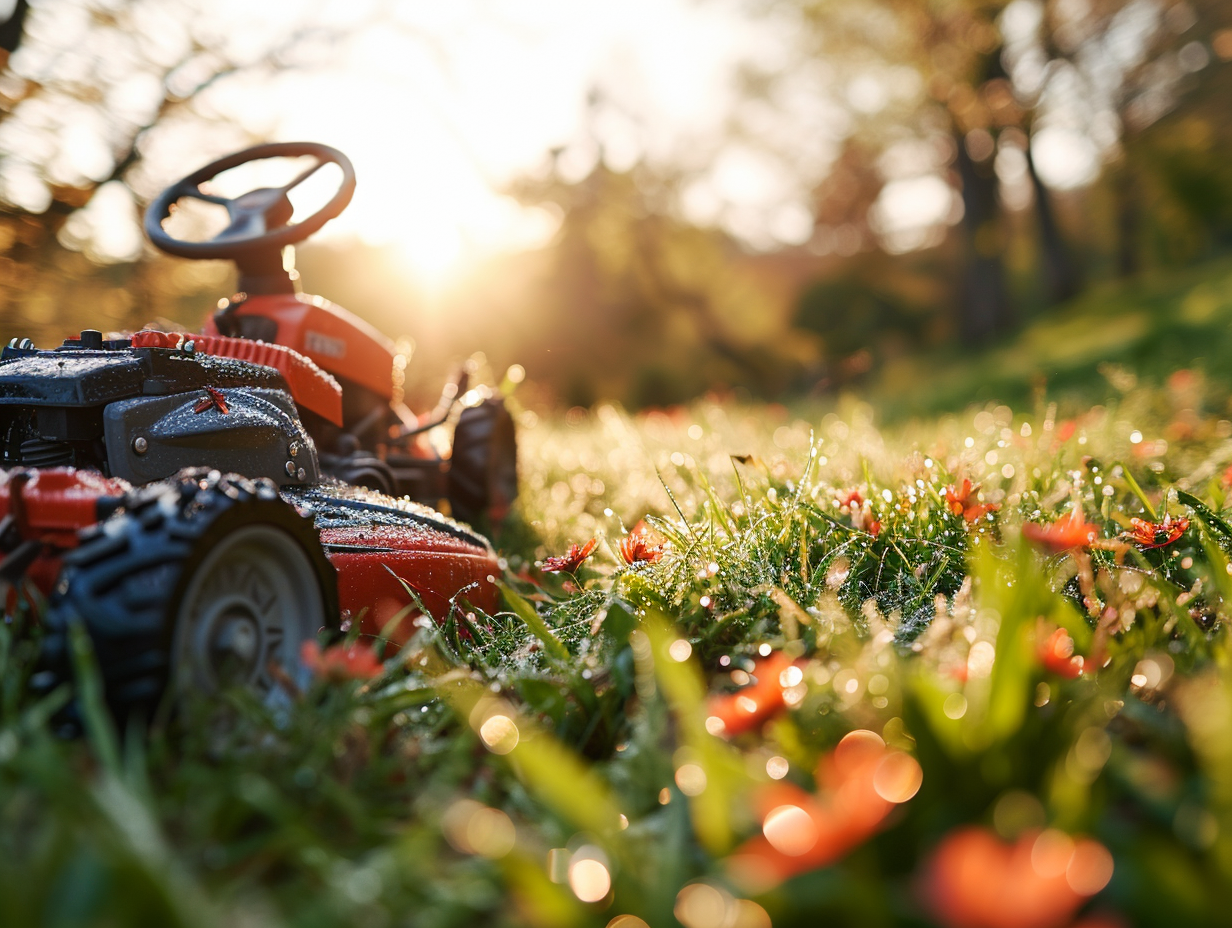 Tondre une pelouse humide : risques et alternatives