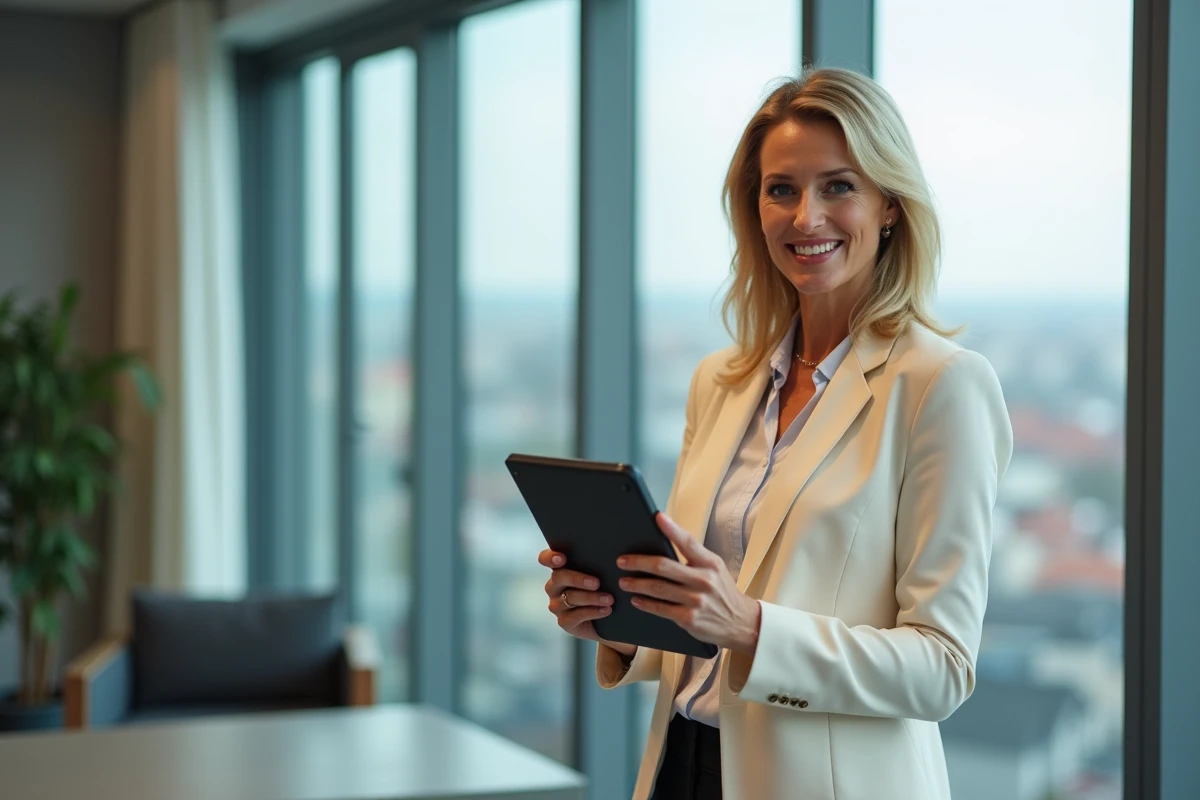 Agence SEO à Rennes - consultant senior analysant les performances digitales avec tablette