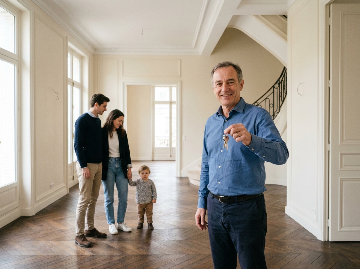 agent immobilier clés appartement neuilly famille visite déménagement tranquille confiance