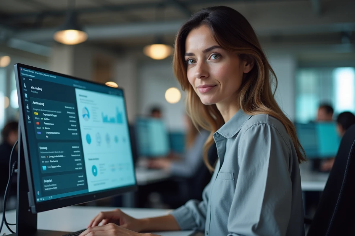 Comptable utilisant un logiciel d'automatisation pour fiabiliser les processus comptables d'une PME