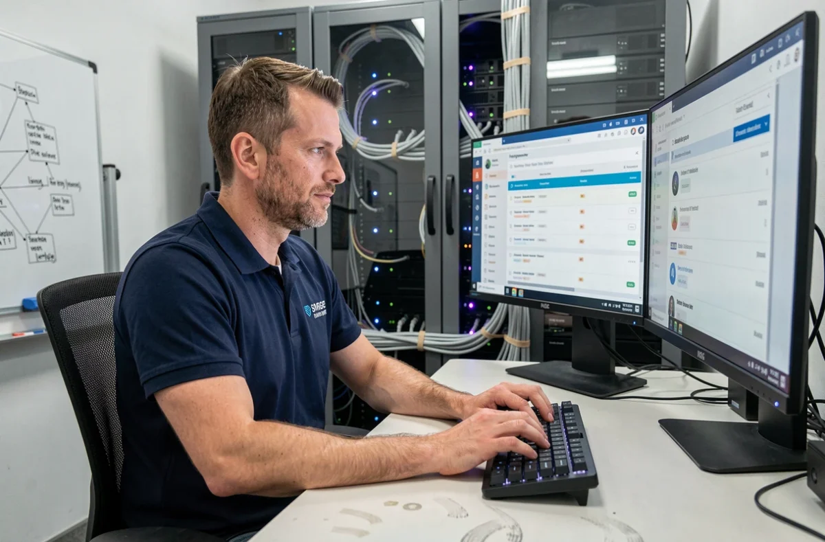 Technicien informatique d'Axido gérant la maintenance et l'infogérance pour une PME en région PACA