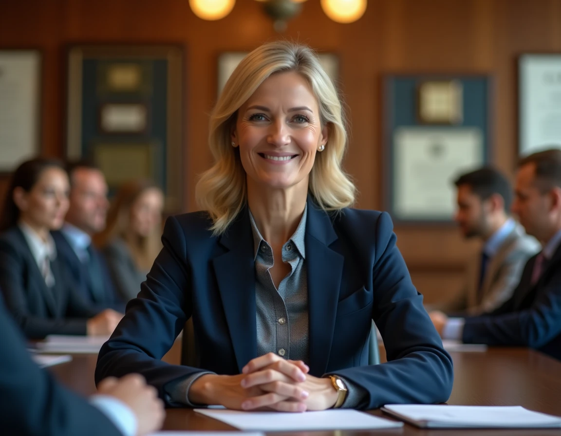 Femme cadre dirigeante en réunion stratégique démontrant vision et capacité décisionnelle en environnement professionnel