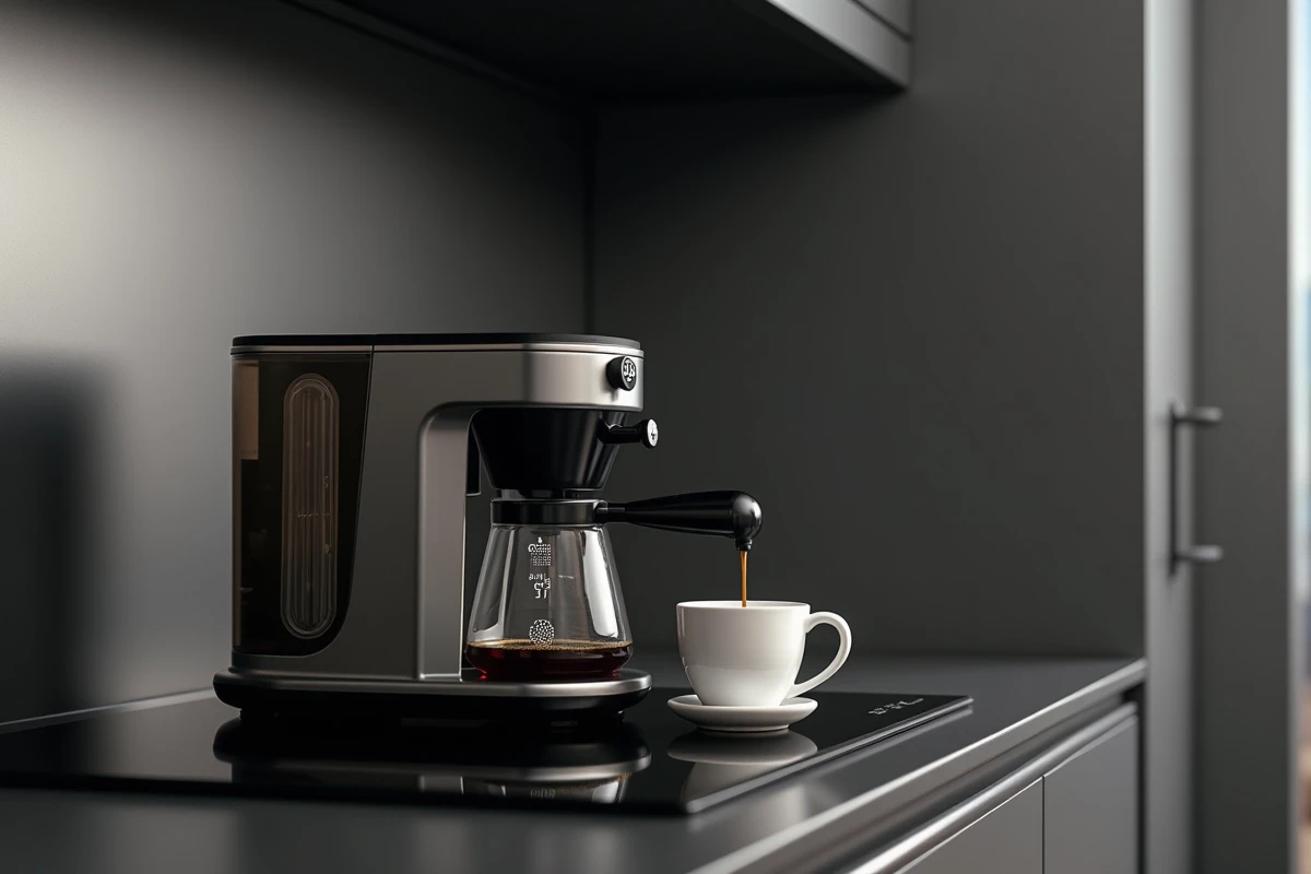 Cafetière compatible induction sur plaque de cuisson avec thermomètre de précision indiquant 93°C pour une extraction optimale