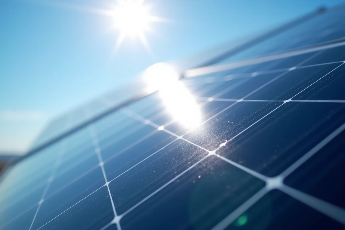 Gros plan sur les cellules photovoltaïques d'un panneau solaire brillant et efficace