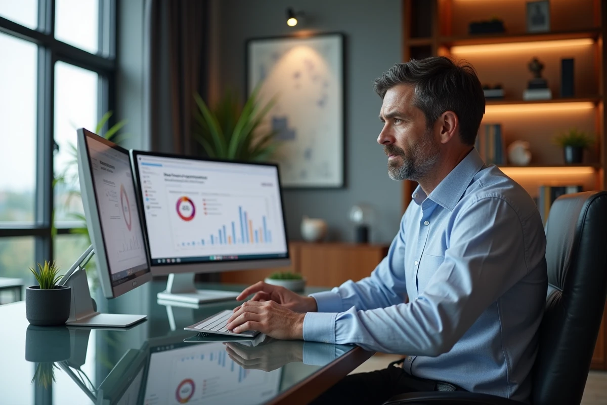 consultant SEO haut de gamme analysant les classements de mots-clés clients