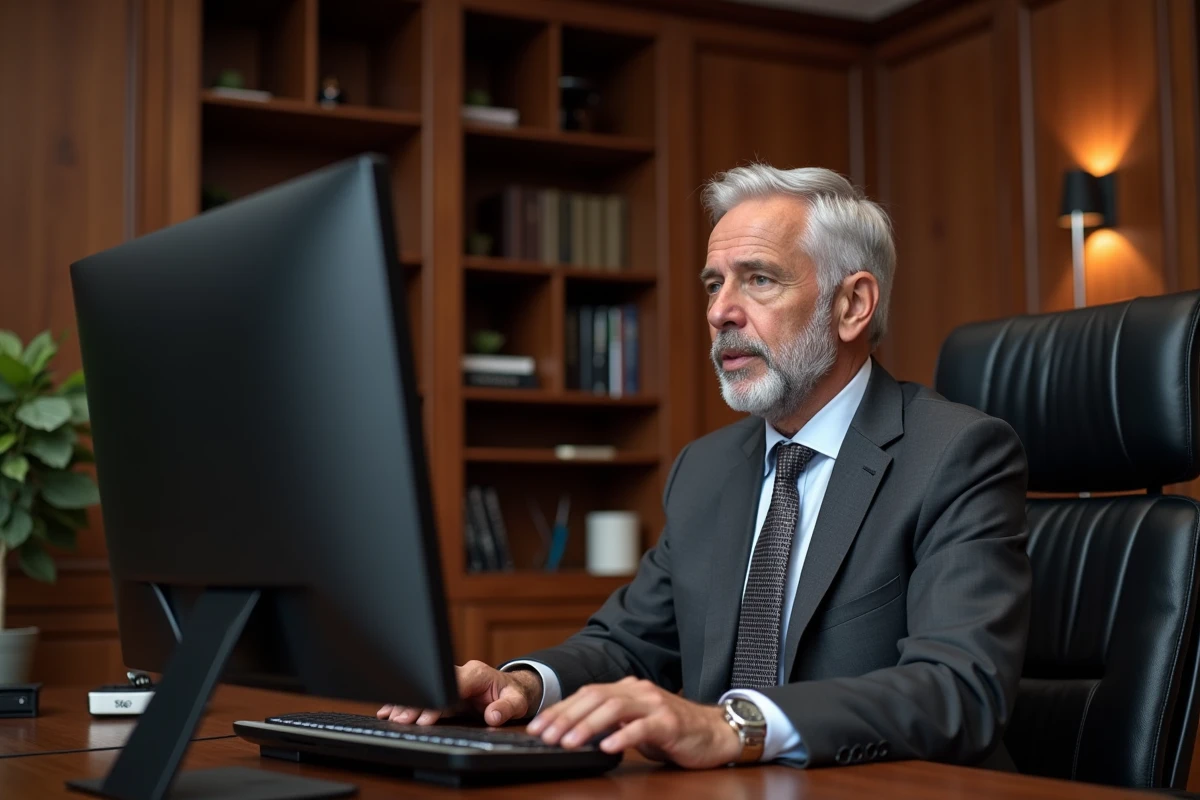 consultant SEO senior confirmé réalisant une consultation client via vidéoconférence