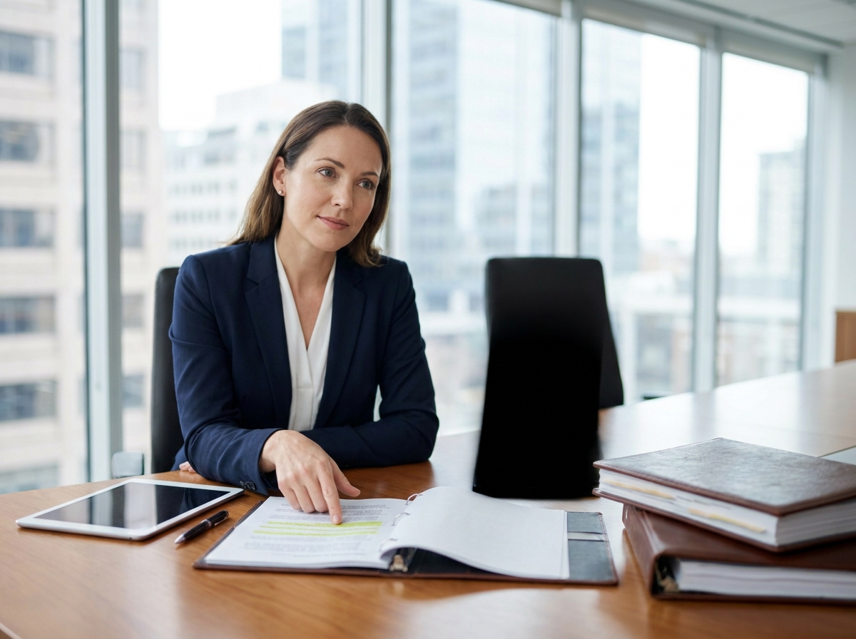 Consultante en assurance présente les clauses essentielles d'un contrat de responsabilité civile médicale en réunion professionnelle