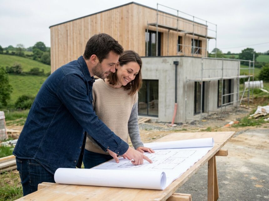 Couple en discussion sur un chantier à Saint Gregoire