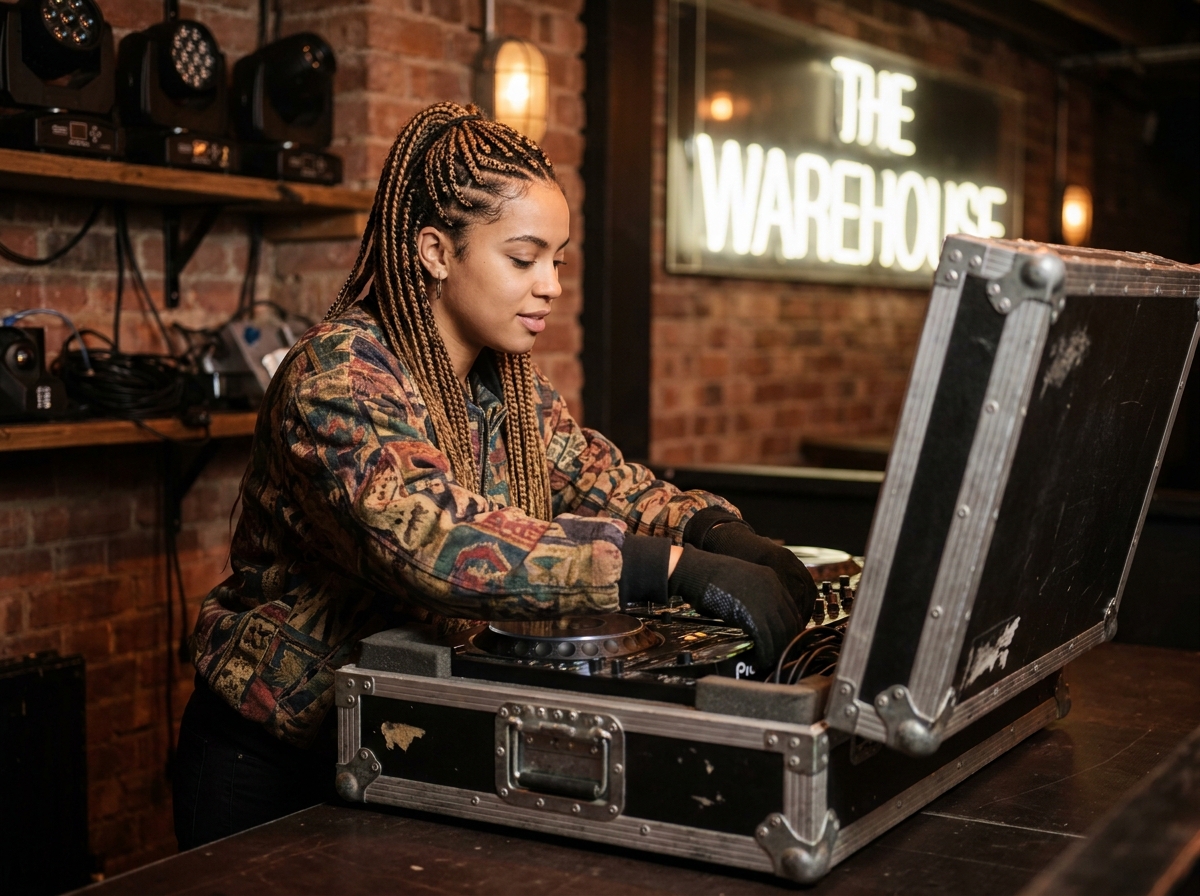 DJ chargeant son équipement professionnel dans un flight case d'occasion robuste en club