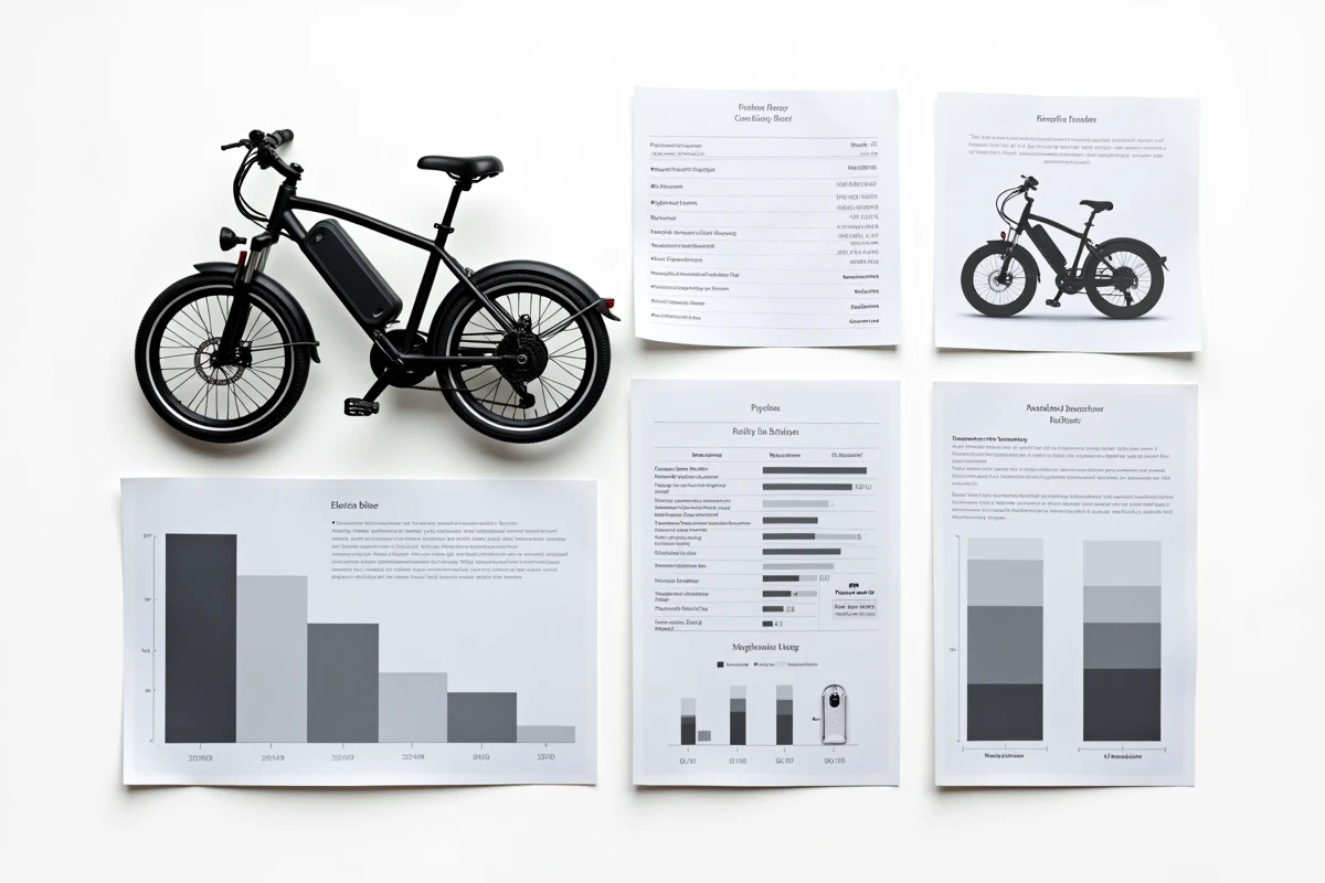 Vue de dessus comparant les spécifications et critères de choix d'un vélo électrique
