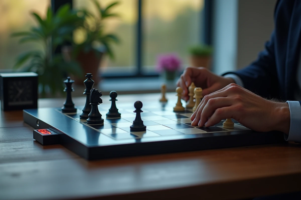 Jeu d'échecs électronique professionnel avec affichage LED et horloge d'échecs sur bureau en bois