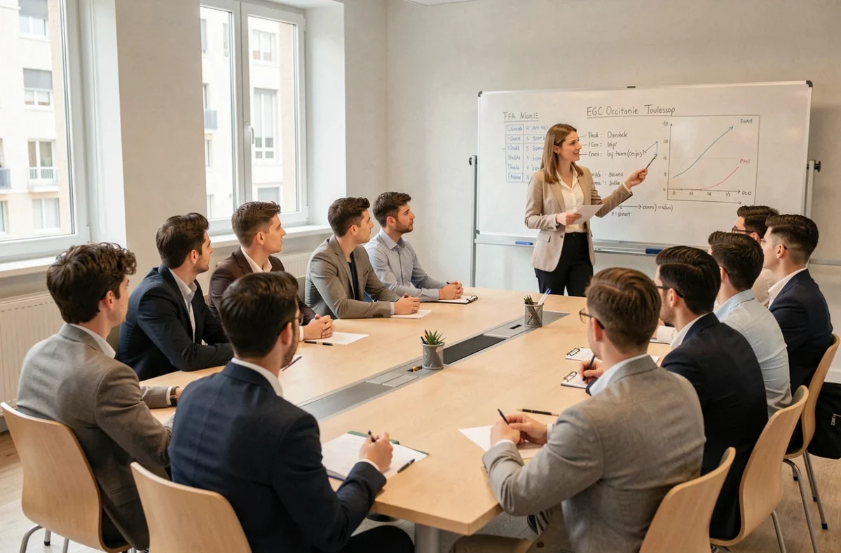 Étudiants en formation commerce lors d'un cours à l'EGC Business School Occitanie de Toulouse