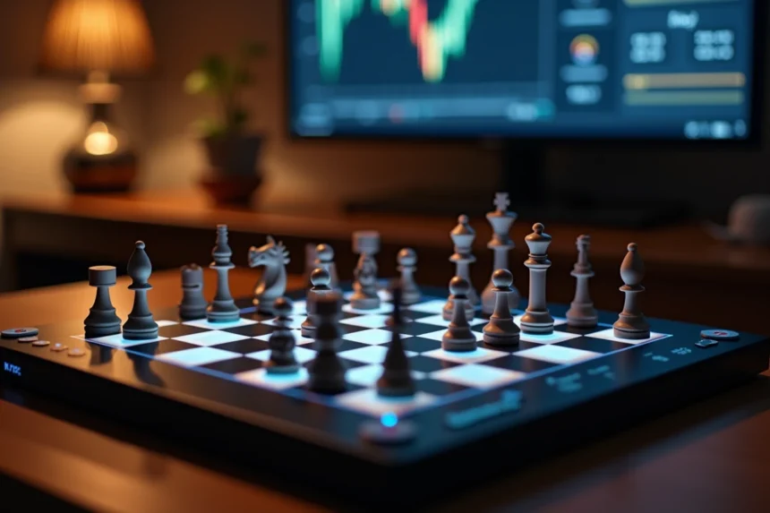 Plateau d'échecs électronique professionnel avec échiquier illuminé LED et affichage numérique pour l'analyse des coups