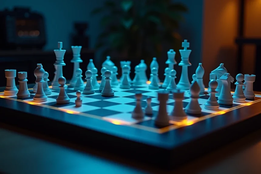 Échiquieur électronique premium avec plateau illuminé LED et affichage numérique pour l'entraînement aux échecs