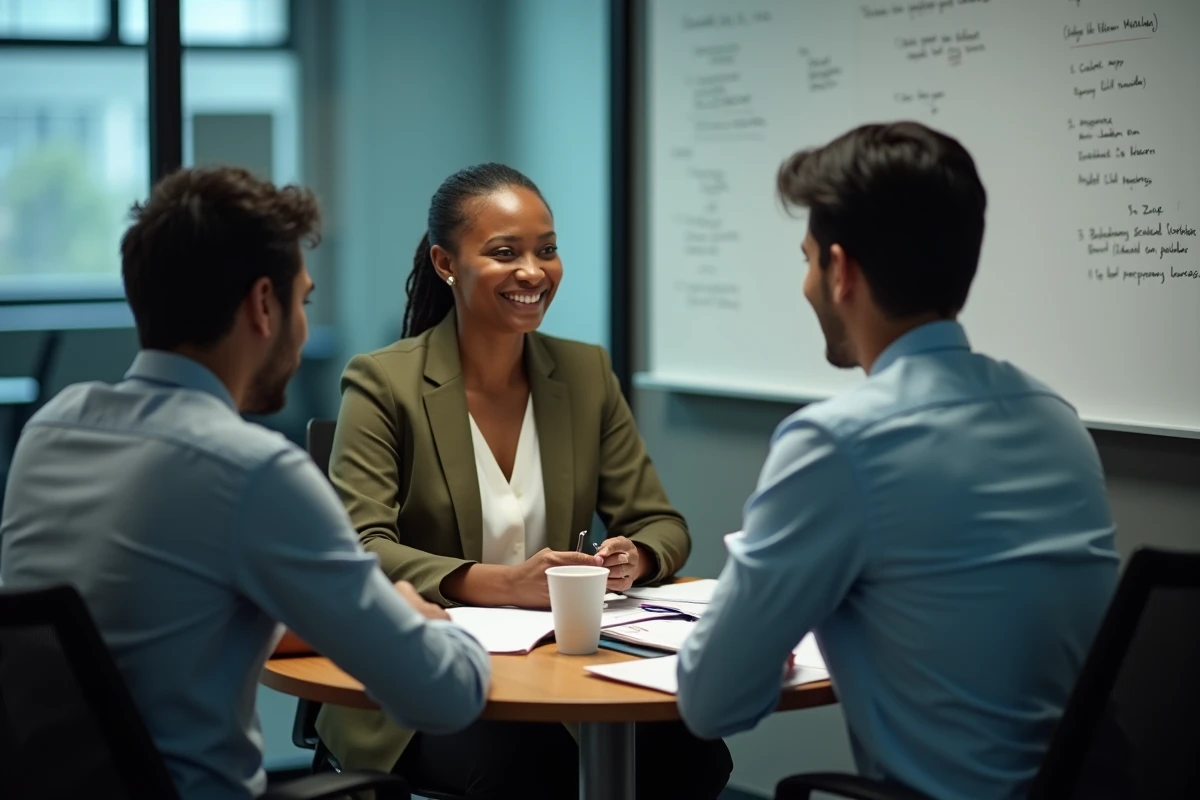 Entretien entre une DRH et un employé dans le cadre d'une politique d'inclusion en entreprise
