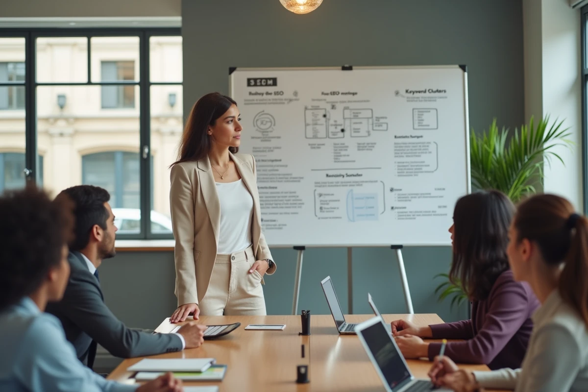 Équipe de consultants SEO Rennes réunion stratégie marketing digital