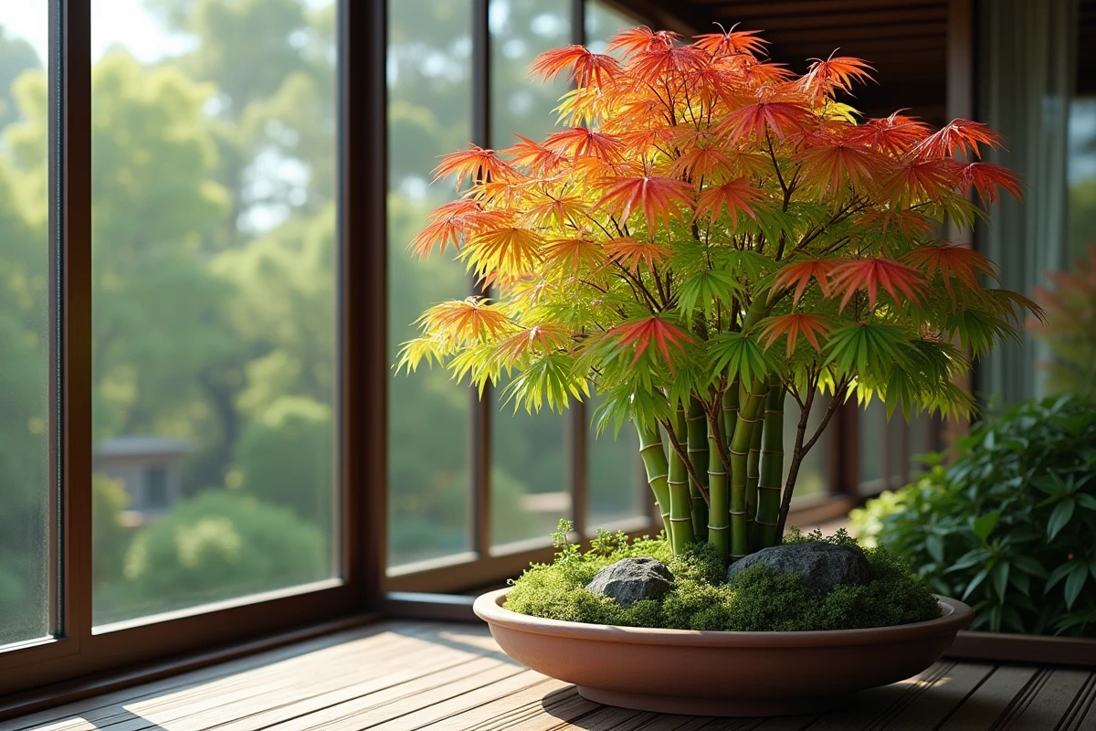 Érable du Japon bambou balcon nord plantes décoratives ombrage