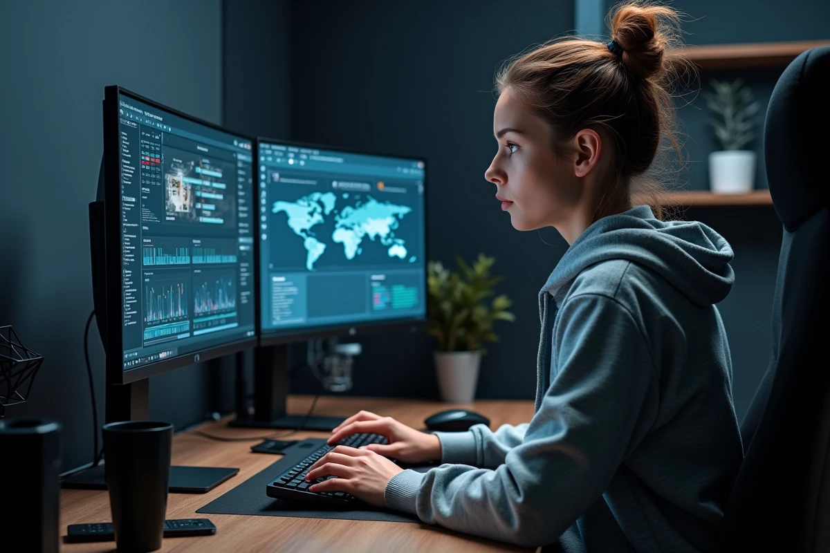 Étudiante en intelligence artificielle travaillant sur des interfaces de data science et apprentissage automatique