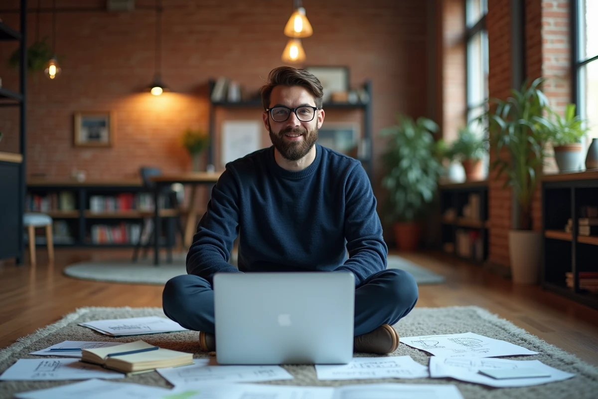 expert SEO créatif travaillant sur la recherche de mots-clés pour optimisation Rennes