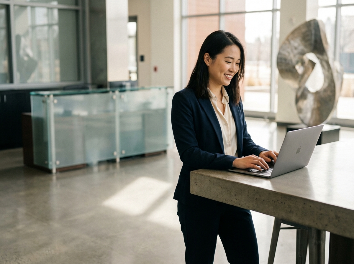 Femme souriante travaillant sur un projet Data