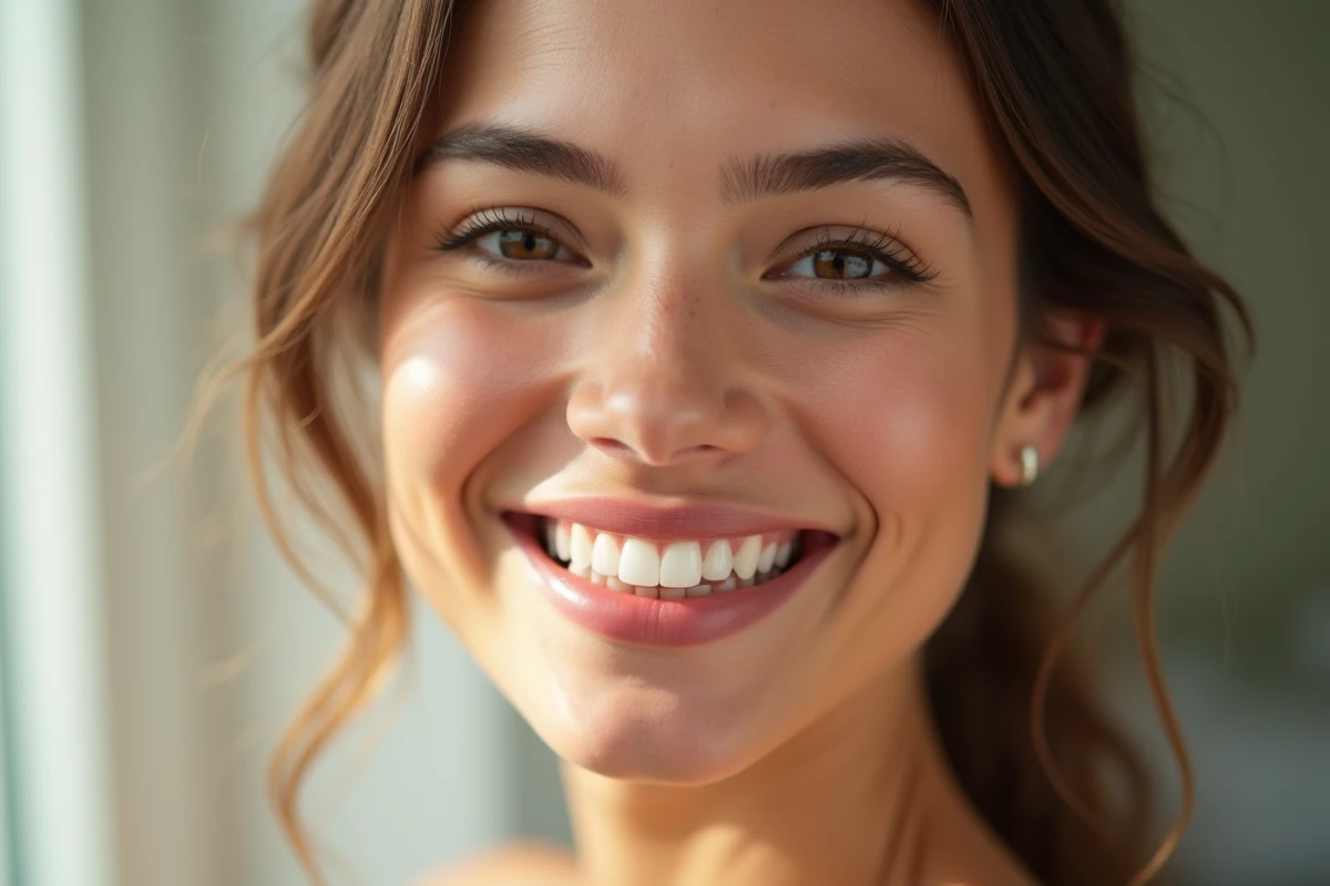 Femme avec des lèvres saines et claires après traitement efficace du bouton de fièvre