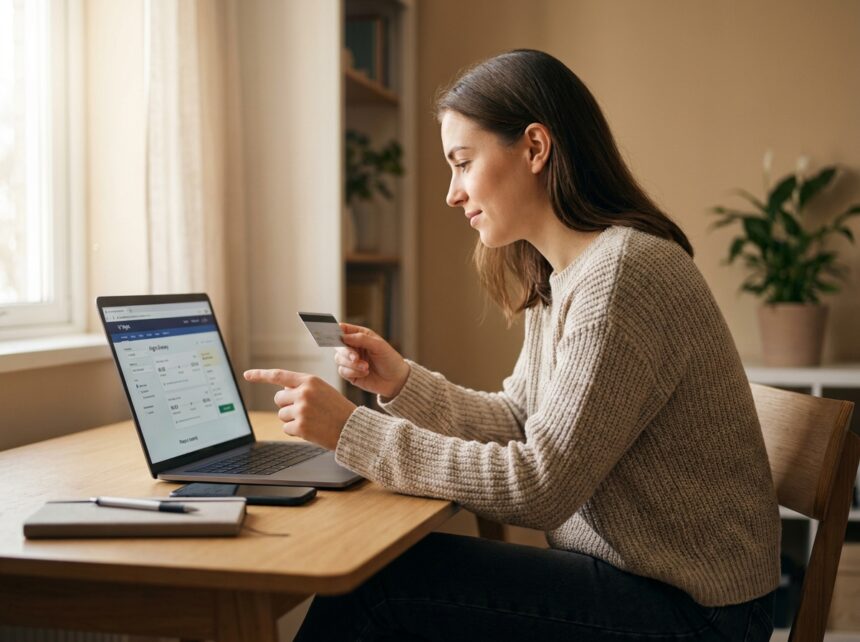 Jeune femme comparant les prix des vols sur internet pour acheter des billets d'avion moins cher