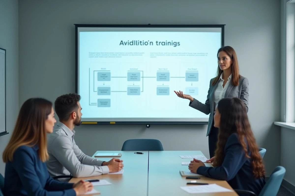 Formatrice animant un atelier interne pour former les équipes d'une PME aux bonnes pratiques comptables