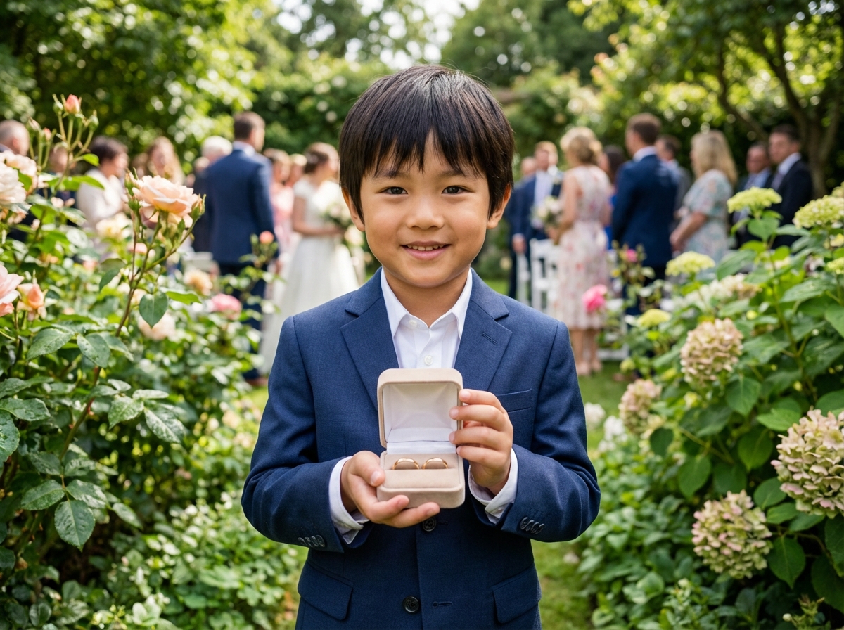 Jeune garçon montrant des alliances