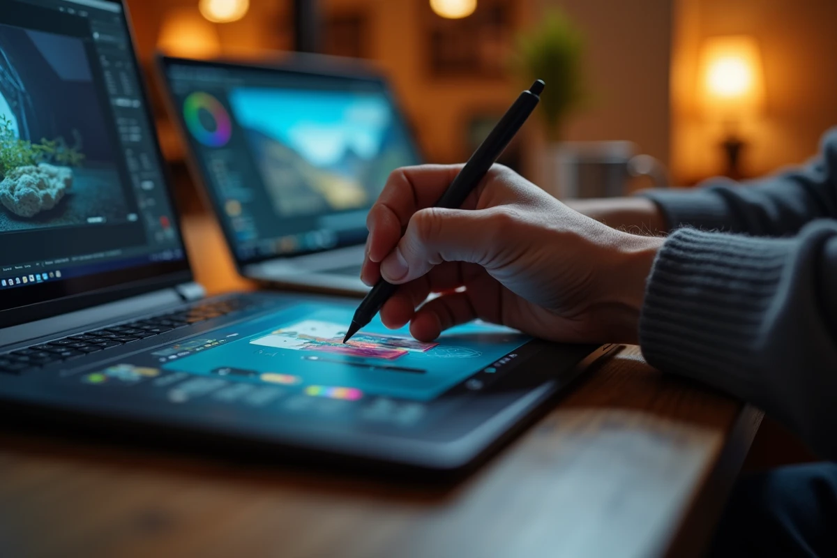 Retouche photo avec tablette graphique et stylet sur logiciel gratuit