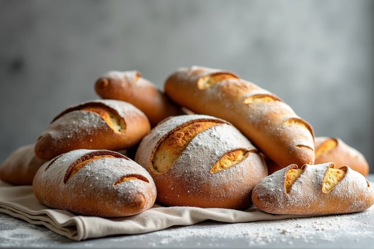 collection de pains au levain maison artisanaux de différentes formes