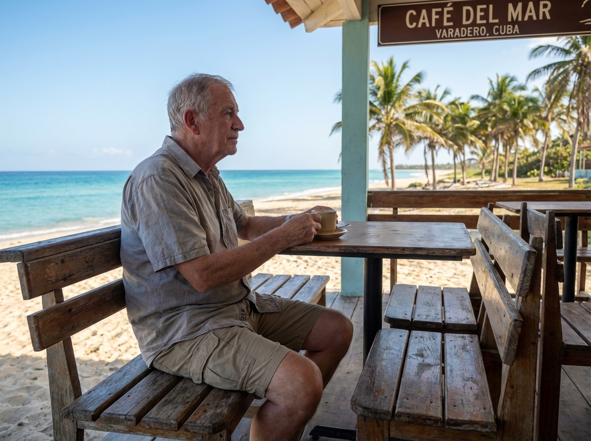 Homme pensif face à la mer à Varadero