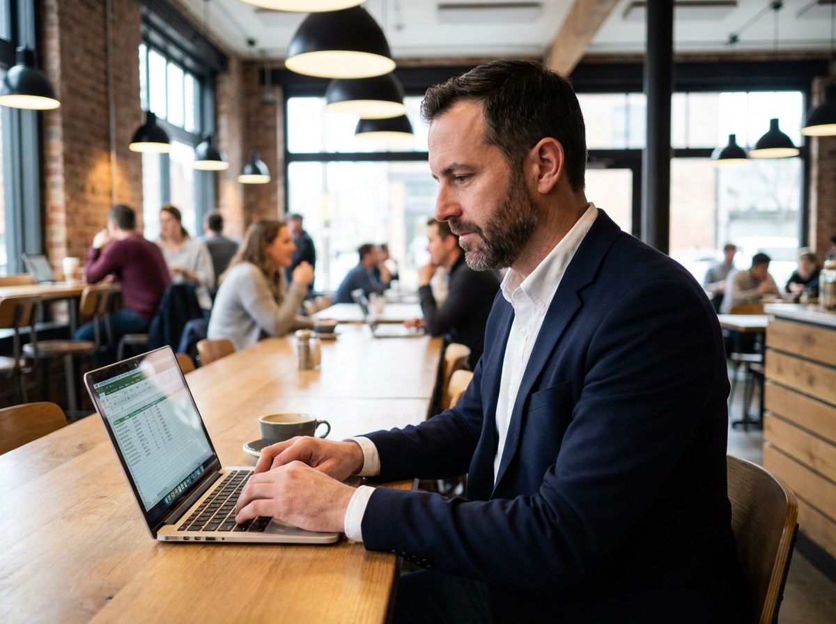Homme consultant un prêt rapide en ligne
