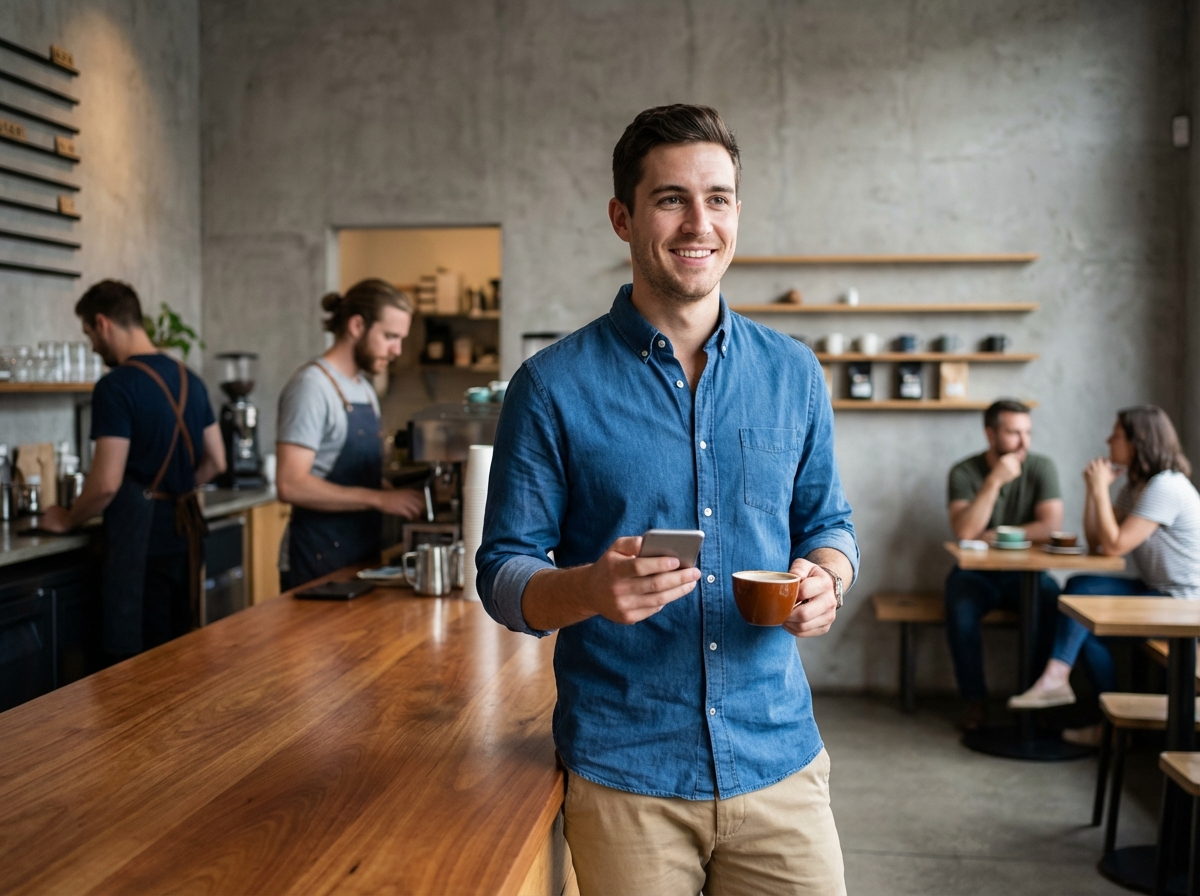 Homme discutant d'un prêt rapide en ligne