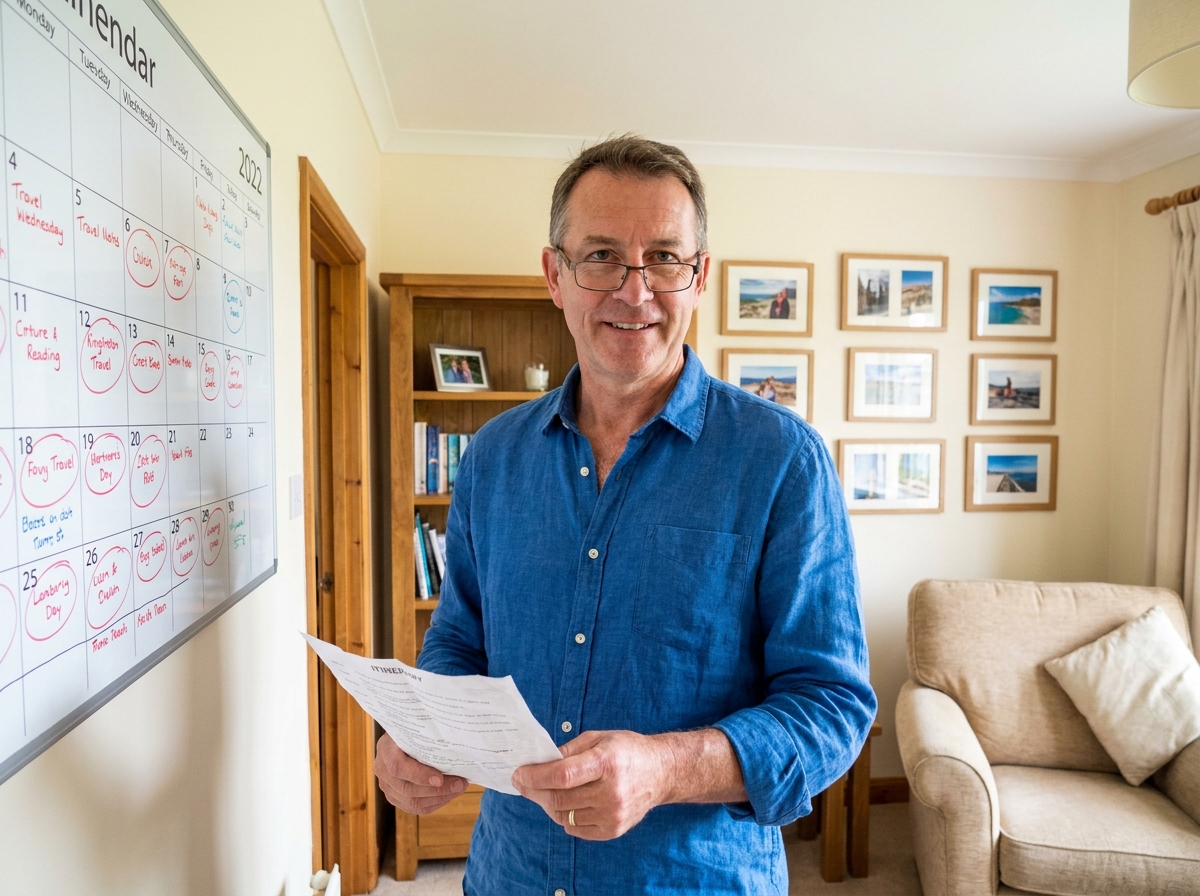 homme planifie ses vols moins chers en marquant les dates optimales sur un calendrier