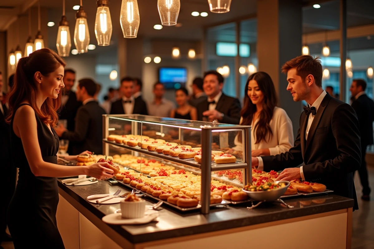 Station de hot dog automatique lors d'un événement corporate élégant