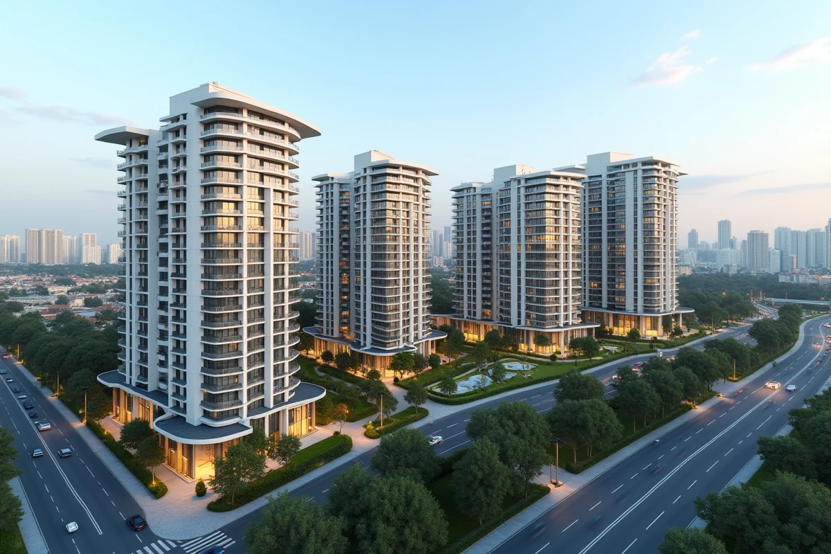 Immeubles résidentiels et commerciaux d'un portefeuille immobilier diversifié en zone urbaine