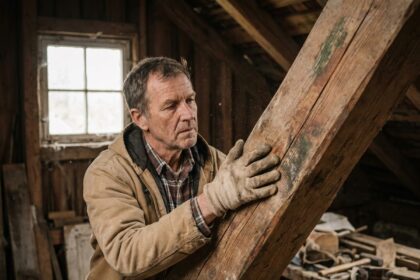 Charpente en bois d'une maison à Nantes inspectée par un professionnel de la construction avant dégâts