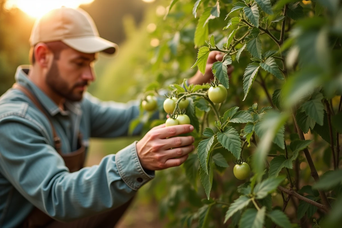 Inspection des feuilles de plants de tomates pour détecter les maladies