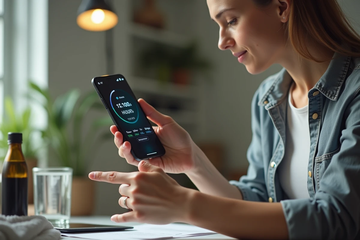 Suivi du jeûne intermittent sur application mobile avec minuteur des heures de jeûne