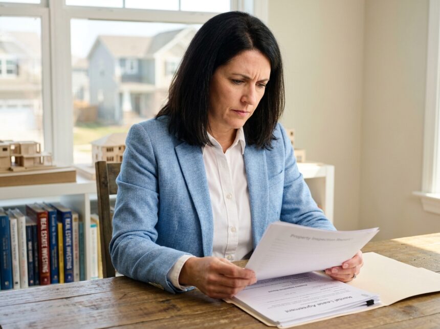 femme entrepreneur consultant documents immobiliers locatifs à son bureau dans un environnement professionnel