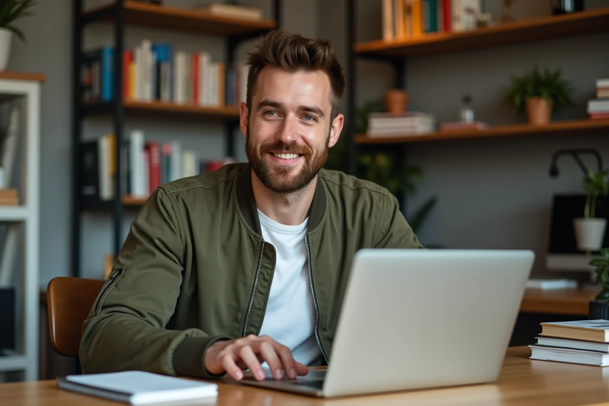 Consultant en croissance digitale suivant l'acquisition de backlinks via Jungleup depuis son bureau