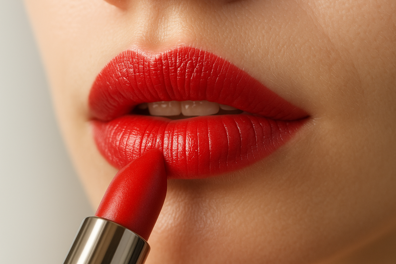 Photo hyperrealiste de lèvres rouges en gros plan