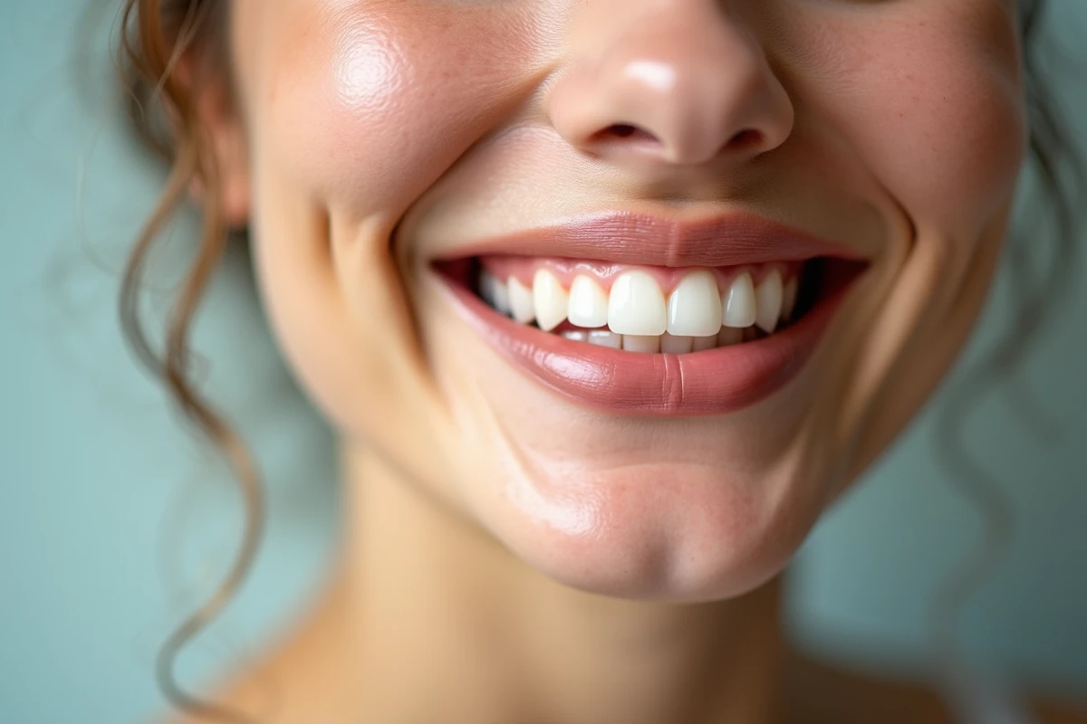 Personne souriante avec des lèvres saines sans bouton de fièvre