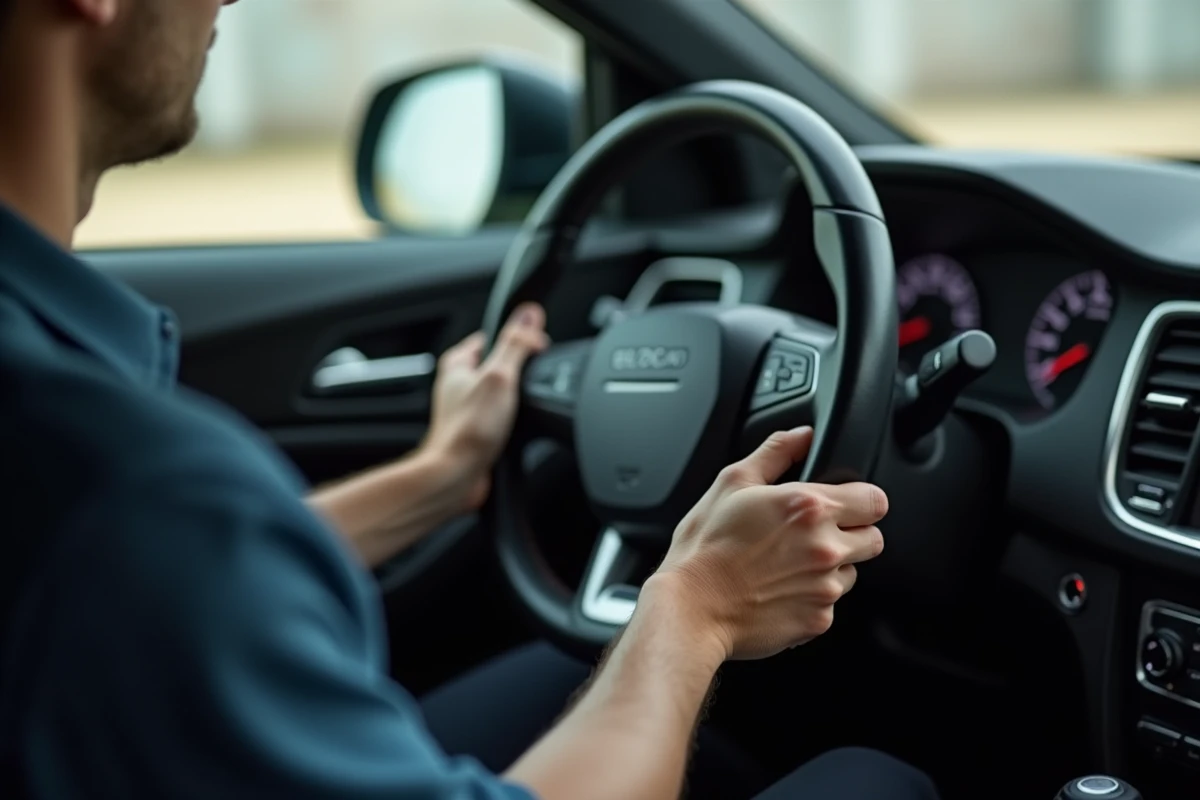 Mains sur volant lors d'une formation intensive au permis de conduire accéléré