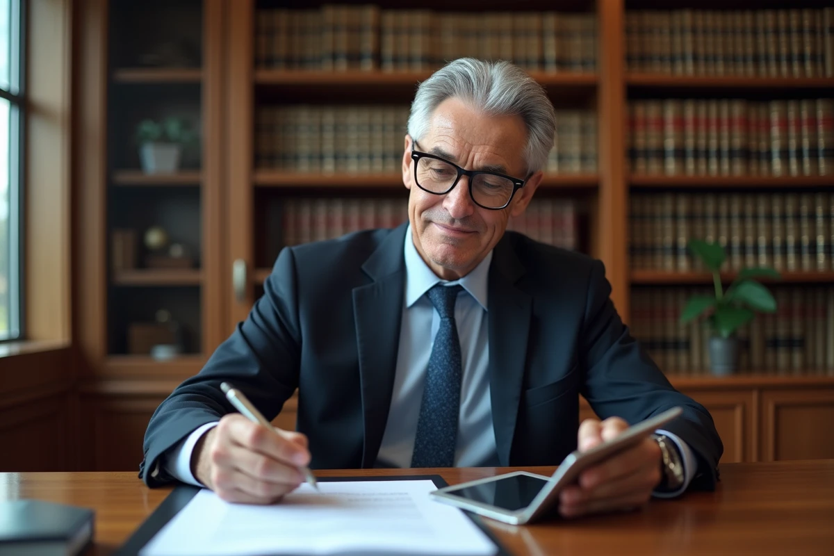 Notaire ou avocat expliquant les étapes de création d'une SCI familiale avec documents