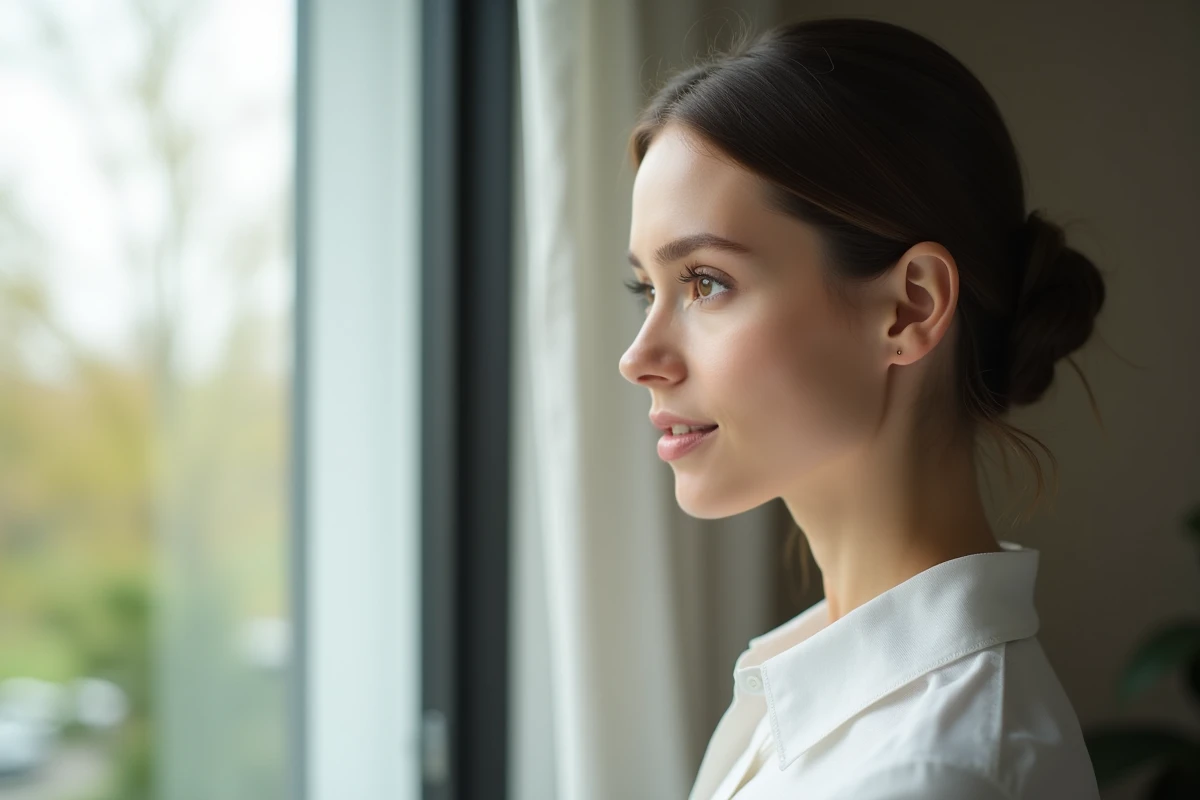 Vue de profil latéral montrant l'importance du menton dans l'harmonie et les proportions faciales