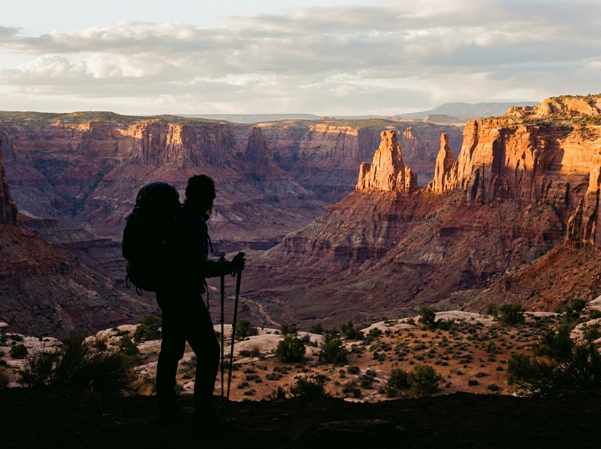 Randonneur solitaire face aux formations géologiques impressionnantes d'Afrique du Sud