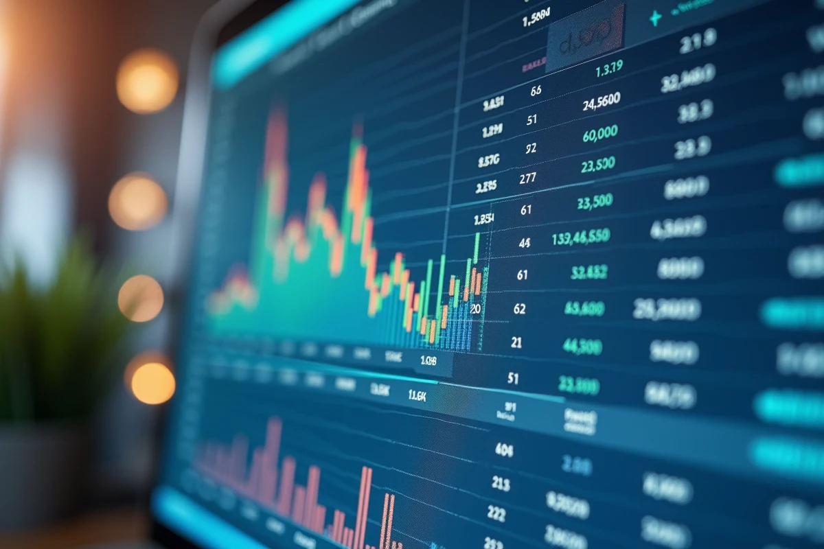 Écran d'ordinateur affichant un portefeuille immobilier avec tableaux et données financières des SCPI