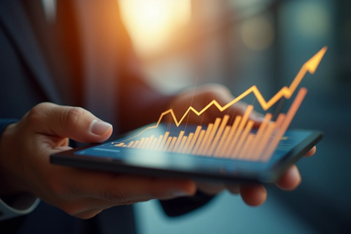 Graphique de performance et croissance financière d'une SCPI sur écran numérique