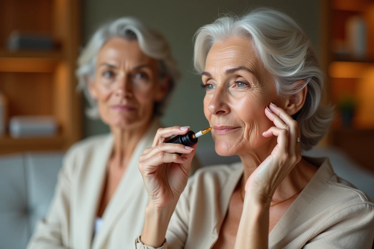 Deux femmes d'âges différents appliquant des soins cosmétiques dans un espace bien-être moderne